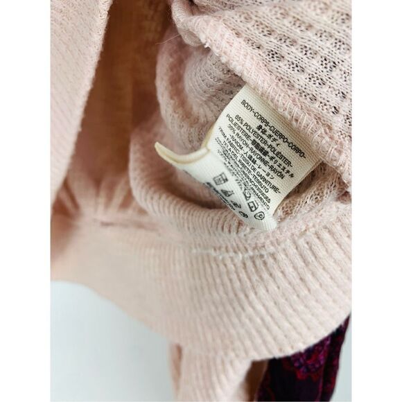 Free People Women's Casual Clash Blouse Top Floral Balloon Sleeve Pink Red XS - Picture 5 of 7